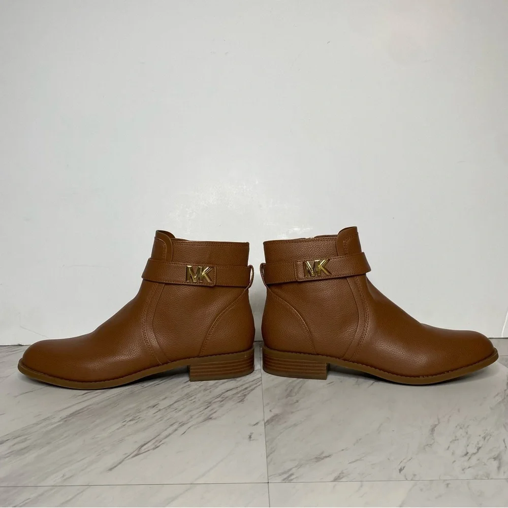 Michael Kors Jilly Brown Pebbled Faux Leather Bootie 9 1/2 M
